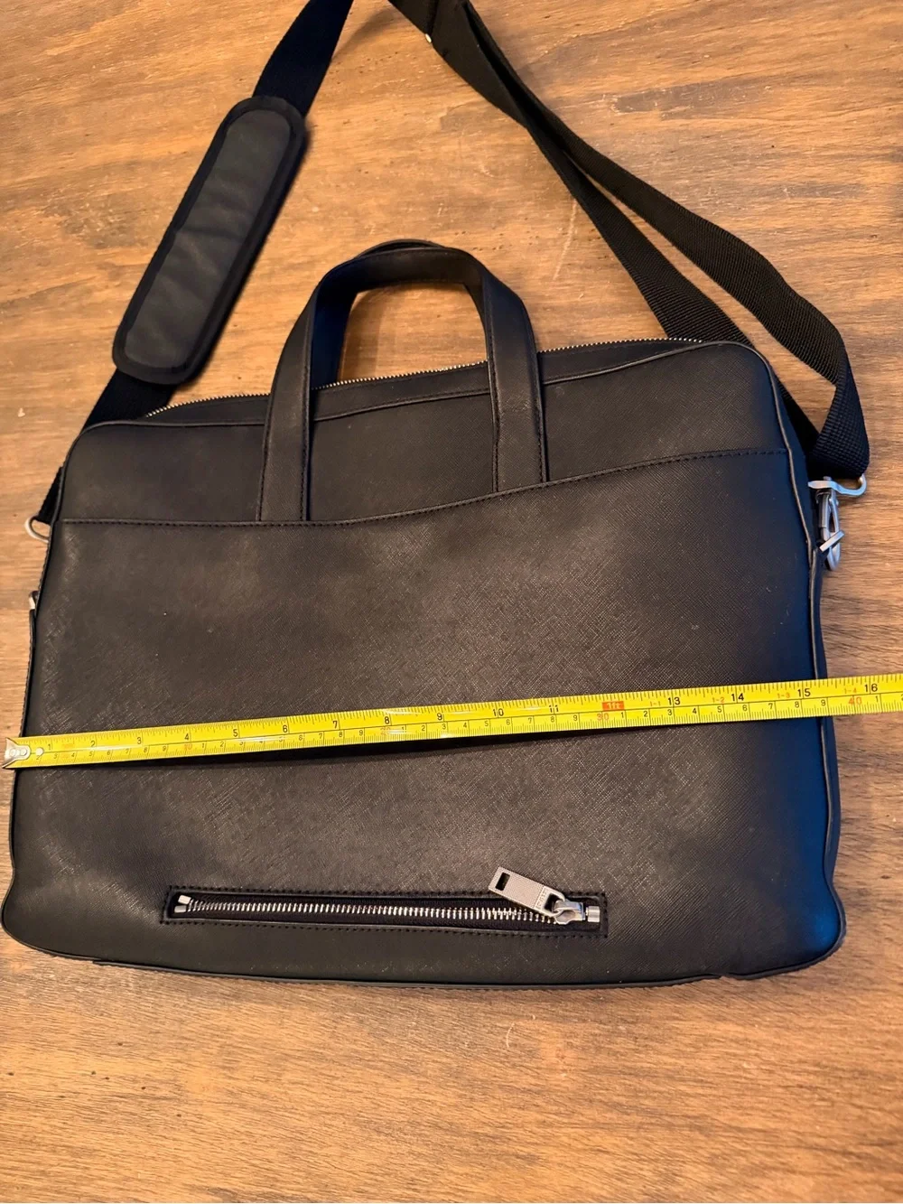 Jack Spade Pebbled Leather Slim Brief Black Crossbody Trolly sleeve